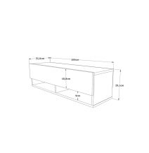 Mueble TV Moderno con 1 Puerta y Estantes en Melamina Color Antracita y Cambria - 100x31.5x29.6cm