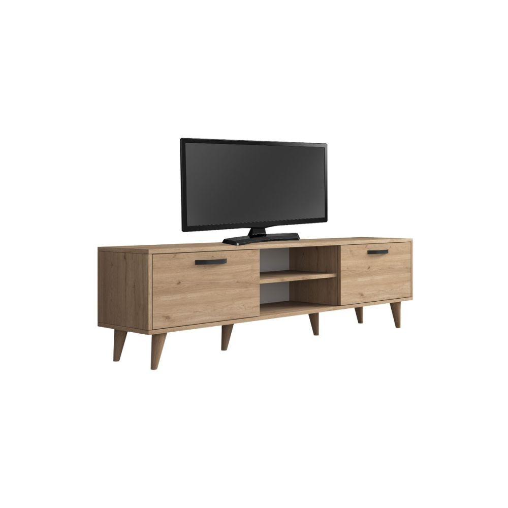 Mueble de TV en Roble con 2 Cajones y Estantes