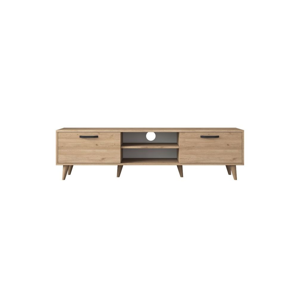Mueble de TV en Roble con 2 Cajones y Estantes