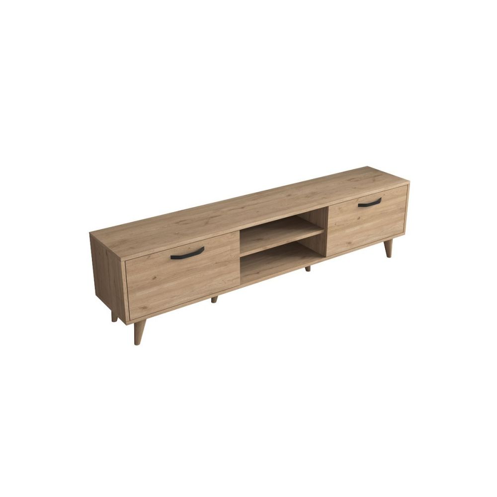 Mueble de TV en Roble con 2 Cajones y Estantes