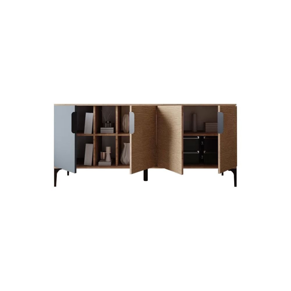 Buffet en Melamina Gris Oscuro y Roble, Diseño Moderno