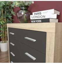 Meyvaser - Cómoda con 4 Cajones, Sinfonier, Color Cambrian y Negro, Medidas: 60 cm (An) x 81.5 cm (Al) x 39.5 cm (Fo)