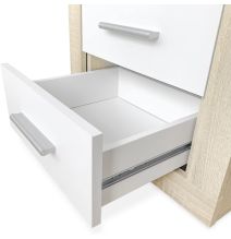 BricoExpo - Pack Cabecero de 160 x 120 cm + 2 Mesitas de Noche |Color Cambria y Blanco (para Cama de 135-140 o 160)