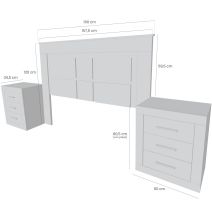 Pack Cabecero de 160 x 120 cm + 2 Mesitas de Noche, Colores Andersen y Pino Gris (para Cama de 135-140 o 160) – Meyvaser