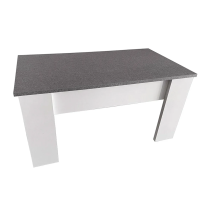 Mesa de Centro Elevable, Medidas: 90 cm x 50 cm x 46-57 cm, Acabado en Color Madera Blanca con Tapa Gris Piedra