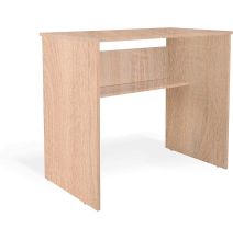 Mesa de Escritorio, Acabada en Cambrian, Mesa para Pc con balda interior, Medidas: 90 cm (Anc) x 49,5 cm (Fon) x 77 cm (Al)