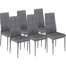 Pack de 6 Sillas Tapizadas para Salón y Comedor – Acabado Gris en Aluminio, Medidas: 38,5 cm x 40 cm x 97 cm