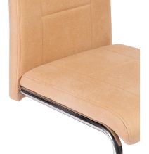 Pack de 4 Sillas Tapizadas para Salón– Acabado Color Beig con Patas Cromadas de Aluminio, Medidas: 42,5 cm x 52 cm x 99 cm