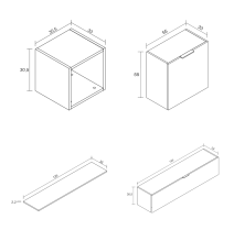 Meyvaser Mueble de salón y TV Conjunto muebles de salón apilable 245 Cm Ancho Color madera y blanco
