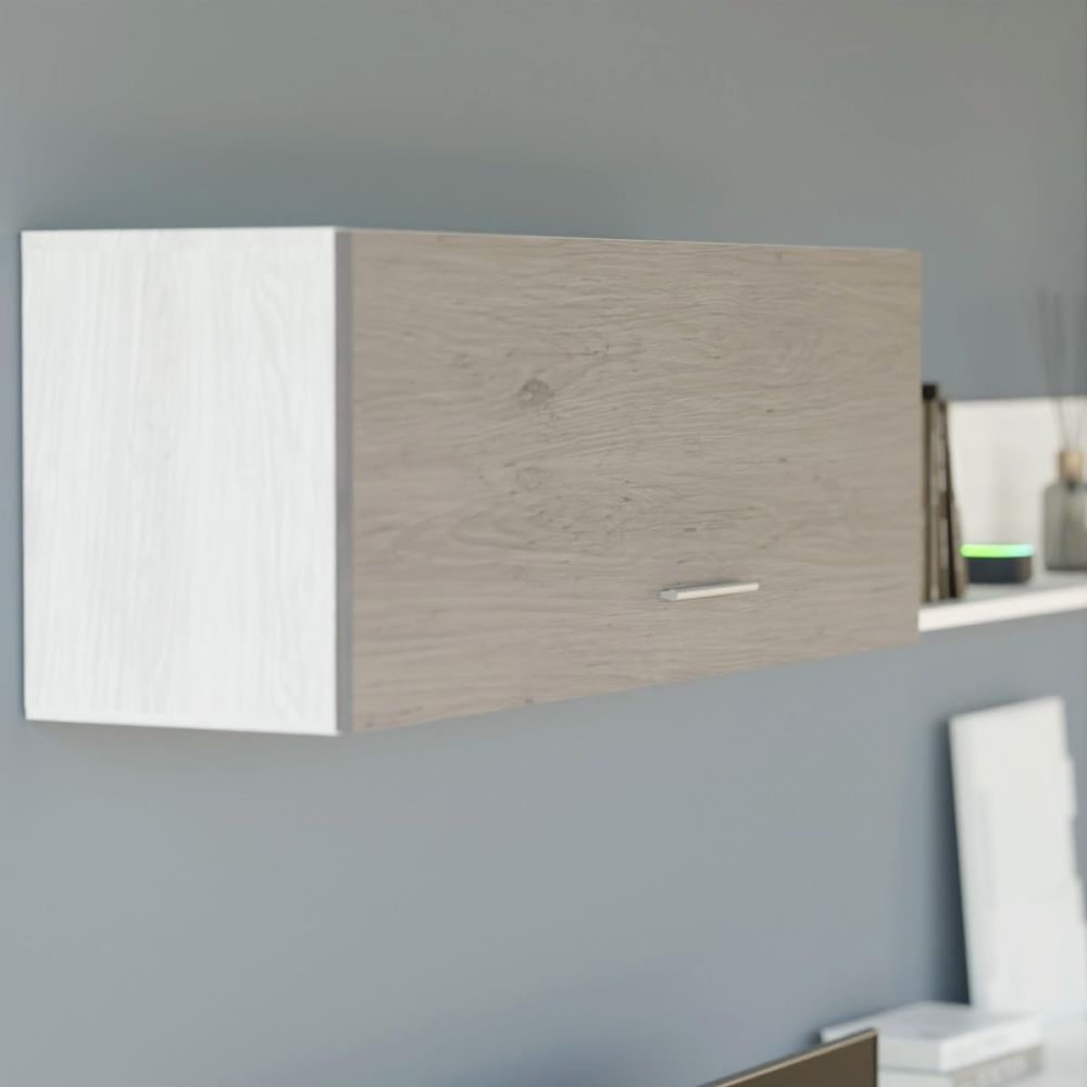 Mueble de Salón con Leds, Acabado en Andersen Pino - Gris, Medidas: 250 cm (Anc) x 115 cm (Al) 40 cm (Fon)