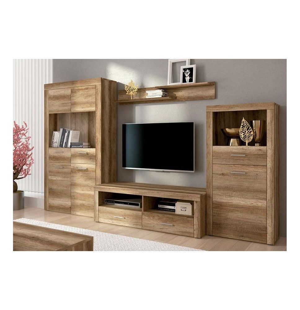 Mueble de Comedor, Mueble Salón, Acabado en Color Cañón, Medidas: 301 cm (Ancho) x 177 cm (Alto) x 41,4 cm (Fondo)