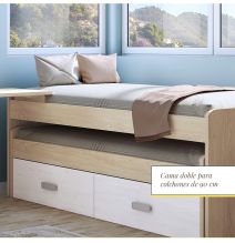 Cama Nido Juvenil Doble con Cajones de Almacenaje – Puccini Andersen, 198.4 cm Largo x 98 cm Ancho x 72 cm Alto