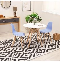 Mesa Redonda de Comedor o Cocina en Patas de Madera y Tapa Blanca – 80 cm de Diámetro y 75 cm de Alto.