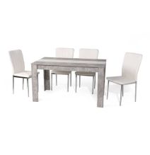Mesa de Comedor Moderna 135x80x75 cm, Tapa MDF Gris Cemento y Blanco con Patas Resistentes - Estilo Moderno