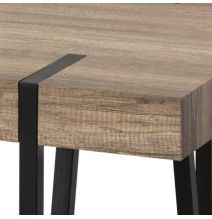 Mesa de Comedor o Cocina, MDF con Acabado Laminado Color Canyon | Patas Metálicas Negras | Medidas: 150 x 90 x 75 cm