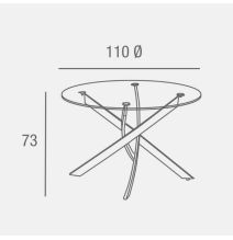 Mesa Redonda con Tapa de Cristal y Estructura Metálica Pata En Color Negro | Medidas: 110 x 73 cm