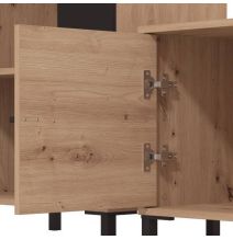 Composición de Salón en Roble Artisan y Negro con Efecto Alistonado- Medidas 263x40x167 cm