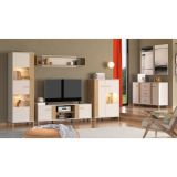 Mueble Mesa TV en Melamina Color Cashmere y Roble Artisan