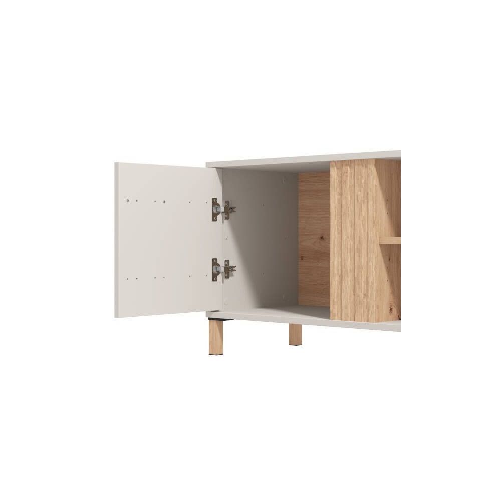 Mueble Mesa TV en Melamina Color Cashmere y Roble Artisan