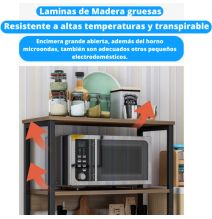 Estantería de Cocina Con Marco de Metal Negro, Estante Industrial para microondas 60x30x126 Cm Color Madera y Negro