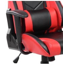 Silla de Oficina Ergonómica en Símil Piel Roja y Negra con Respaldo Alto, Sistema Hidráulico- Medidas 65x55/130x125,5/135,5 cm