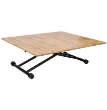 Mesa de Centro Elevable y Tapa Extensible - Fabricada en MDF - Cerrada 100x57 cm, Abierta 100x114 cm, Altura de 39 a 77 cm