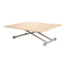 Mesa de Centro Elevable y Tapa Extensible -Color Roble Sonoma -Cerrada 100x57 cm, Abierta 100x114 cm, Altura de 39 a 77 cm