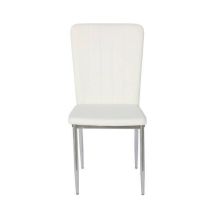 6 Sillas de Comedor con Relleno de Espuma, Tapizado en Símil Piel Blanco y Patas Metálicas Cromadas - Medidas 44x91,5x47 cm