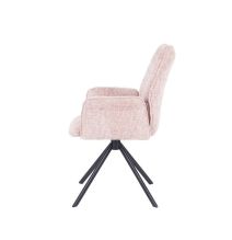 Juego de 2 Sillas con Brazos Tapizadas en Tela Rosa y Patas en Acabado Negro, Mecanismo Giratorio 180º-  Medidas 63x62x93 cm