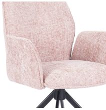 Juego de 2 Sillas con Brazos Tapizadas en Tela Rosa y Patas en Acabado Negro, Mecanismo Giratorio 180º-  Medidas 63x62x93 cm