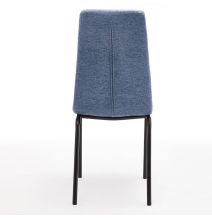 Juego de 4 Sillas con Estructura de Madera Tapizadas en Tela Azul Repelente al Agua y Patas Metálicas -Medidas 43x56x95 cm