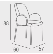 Juego de 2 Sillas con Brazos Tapizadas en Tela Gris y Patas Metálicas Negras - Medidas 60x57x88 cm