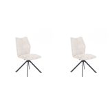Pack de 2 Sillas Tapizadas en Tela Beige, Patas Negras
