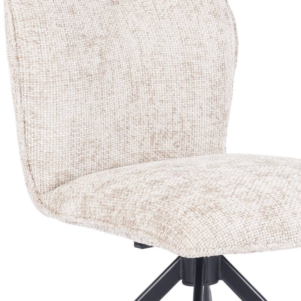 Pack de 2 Sillas Tapizadas en Tela Beige, Patas Negras