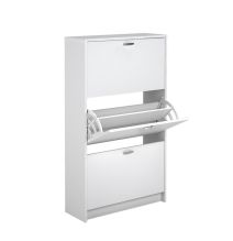 Zapatero Compacto Blanco – Mueble con 3 Puertas y Doble Profundidad | MDF con Acabado Melamina | 70 x 25 x 120 cm