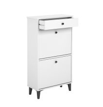 Mueble Zapatero Blanco con 2 Puertas y 1 Cajón | 61,1 x 110 x 25 cm