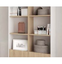 Estantería Decorativa, Librería, Separador Ambientes, Acabado en Roble y Blanco,171 cm (Al) x 80 cm (Anc) x 33,5 cm (Fon)