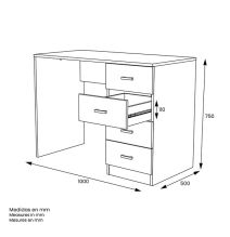Escritorio Moderno de 4 Cajones - Acabado Blanco de Alta Calidad - 100 cm de Ancho, 50 cm de Fondo, 75 cm de Alto