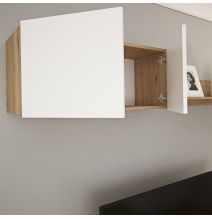 Mueble Salón Comedor 2 Módulos y 1 Estantería con puertas Color Blanco Y roble Estilo Moderno 180x80x40 Cm