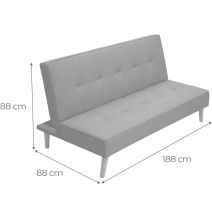 Sofá Cama Clic Clac 3 Plazas Tipo Libro, Color Gris, Diseño Moderno, 188x88x88 cm