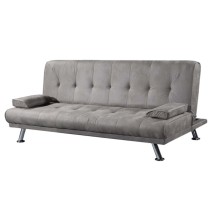 Sofá Cama 3 Plazas de Diseño Moderno con Cojines Decorativos, Estructura de Madera, Color Gris Cemento, 188x88x88 cm