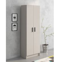 Mueble Multiusos Armario Auxiliar Color Beige – 2 Puertas, 4 Baldas, Práctico y Funcional, Madera, 60x180x35 cm