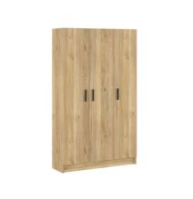 Mueble multiusos Armario Auxiliar Color Mauvella– 3 Puertas, 4 Baldas y Espacio para Escoba, Madera, Dimensiones 108x180x35 cm.