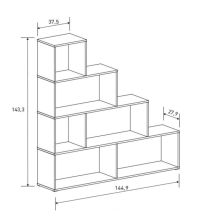 Meyvaser Librería Estantería con cuatro baldas Color Mauvella Tipo escalera de Madera 143,3x37,5-144,9x27,9 cm