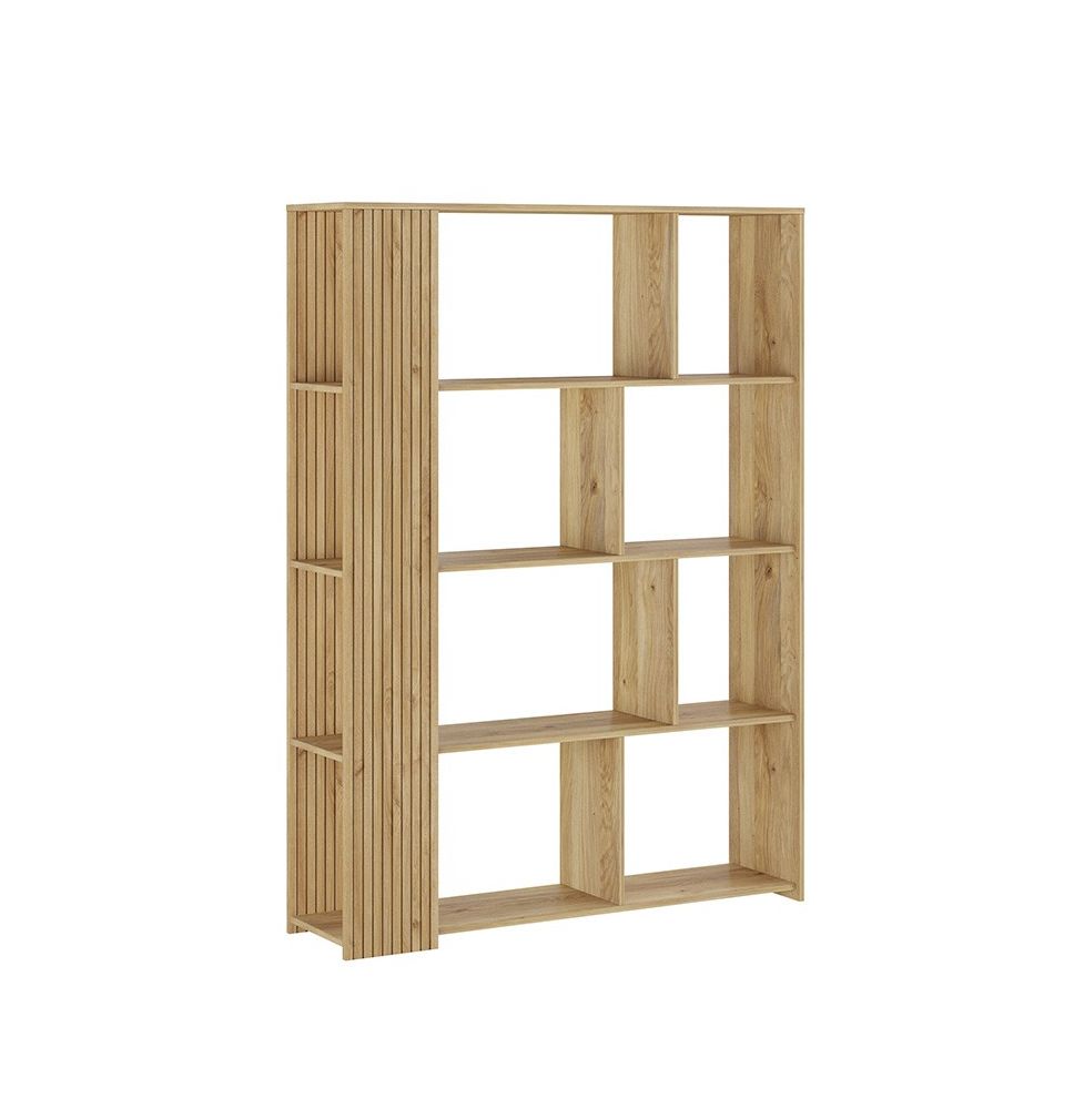 Estantería Decorativa, Librería, Separador Ambientes, Acabado en Mauvella-rayas, 174 cm (Al) x 129 cm (Anc) x 32,8 cm (Fon)