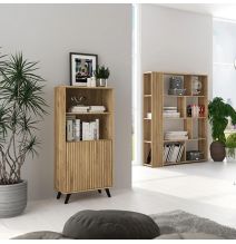 Conjunto de Salón Mueble Completo: Bajo TV, Mueble Bar, Estantería y Mueble Colgar - Estilo Mauvella Rayas.